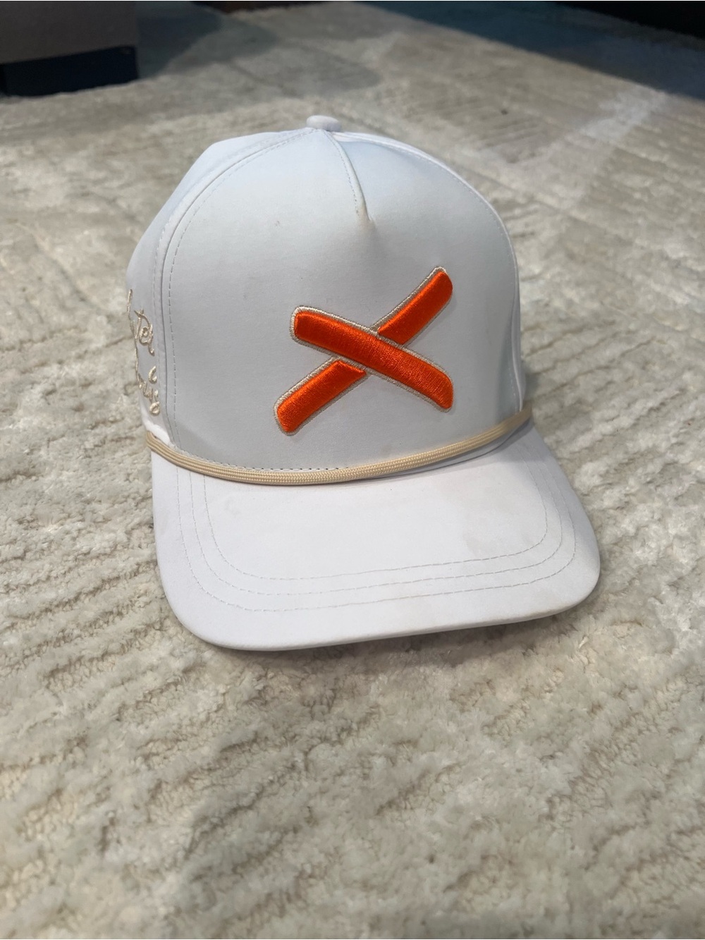 Aria X baseball White  Baseball Cap with Orange Accent